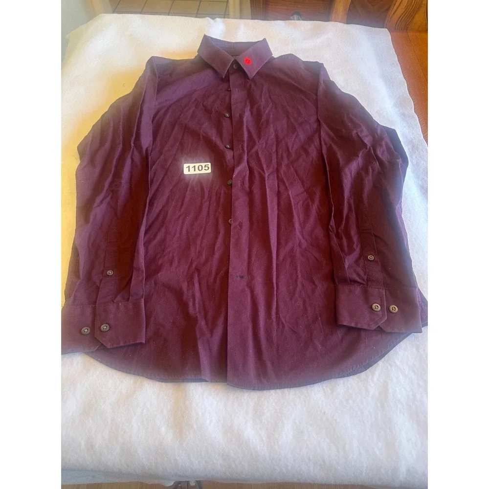 Banana Republic Slim Fit Button Down Mens M Burgundy Stretch Long Sleeve Shirt